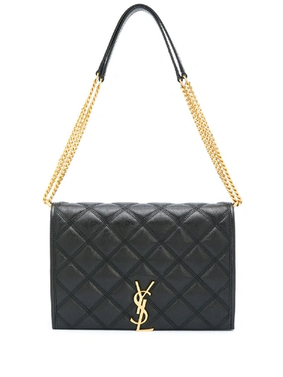 Shop Saint Laurent Mini Becky Quilted Shoulder Bag In Black
