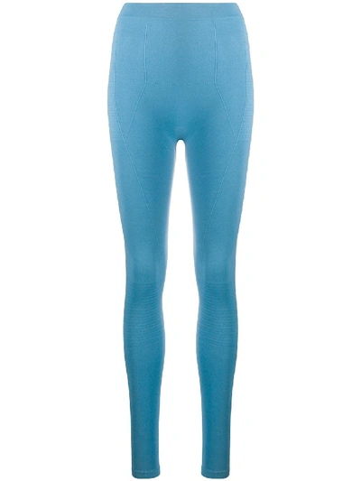 Shop Rick Owens Performa Contrast Panel Leggings In Blue