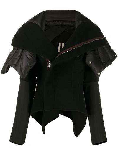 Shop Rick Owens Off-centre Padded Collar Jacket In Black