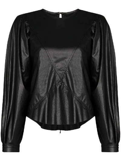 Shop Isabel Marant Puff-sleeve Relaxed Top In Black