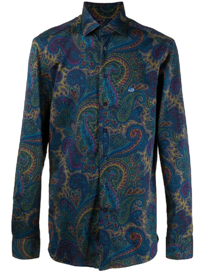 Shop Etro Paisley-print Cotton Shirt In Blue