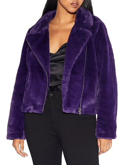 Shop Apparis Women's Tukio Faux Fur Biker Jacket In Violet