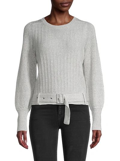 Shop Dh New York Emma Belted Linen & Cashmere Sweater In Concrete