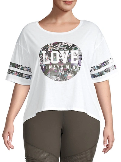 Shop Betsey Johnson Women's Plus Love Always Wins T-shirt In White