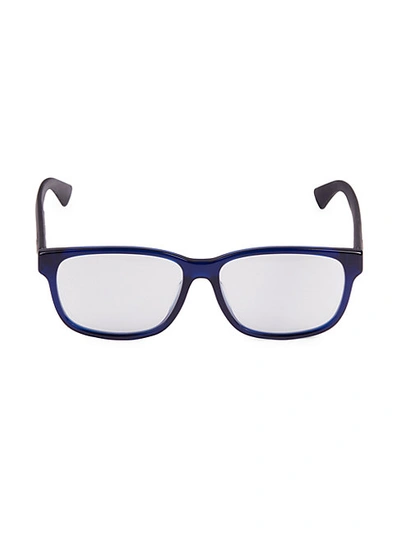 Shop Gucci 56mm Square Blue Light Blocking Reading Glasses In Blue Black