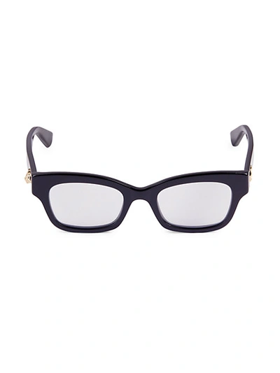 Shop Gucci 48mm Rectangular Blue Light Blocking Reading Glasses In Black