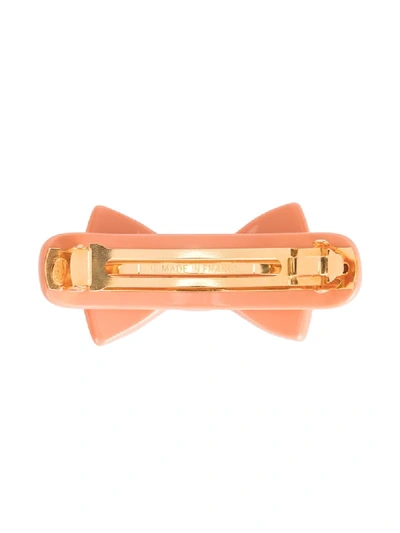 Pre-owned Chanel 2002 Rhinestone-embellished Bow Hair Clip In Pink