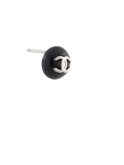 Pre-owned Chanel 2006 Cc Button Earrings In Black