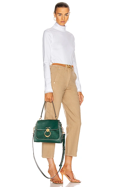 Shop Chloé Small Tess Suede Day Bag In Rain Forest