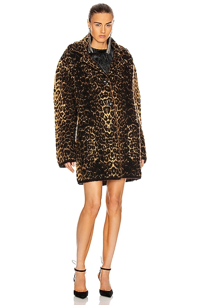 Shop Saint Laurent Leopard Jacket In Noir & Camel & Marron