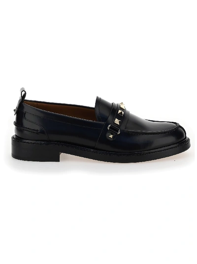 Shop Valentino Rockstud 30 Loafers In Nero