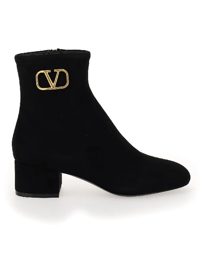 Shop Valentino Vlogo Signature Ankle Boots In Nero