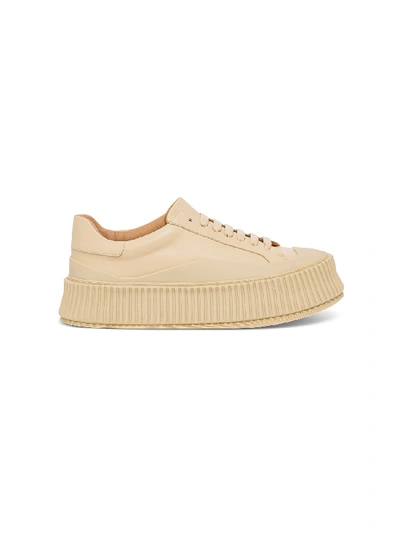 Shop Jil Sander Leathered Big Sole Sneakers In White