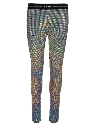 Shop Msgm Iridescent Leggings In Multicolor