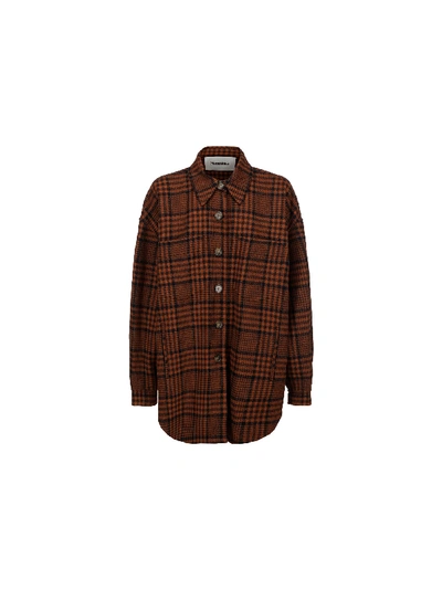 Shop Nanushka Martin Jacket In Navy Rust Check