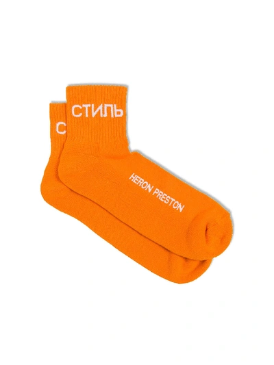 Shop Heron Preston Socks With Logo In Orange