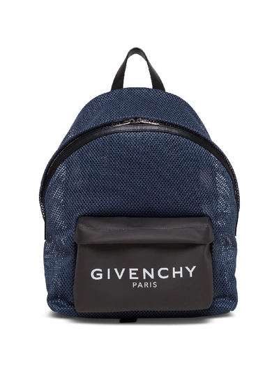 Shop Givenchy Urban Logo-print Mesh Backpack In Blu
