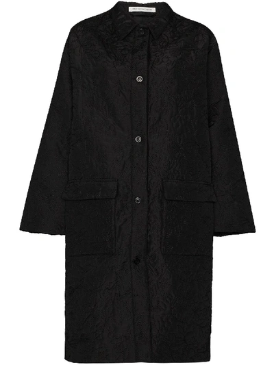 Shop Cecilie Bahnsen Megan Oversized Embroidered Coat In Black