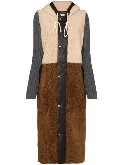 PANELLED SHEARLING COAT