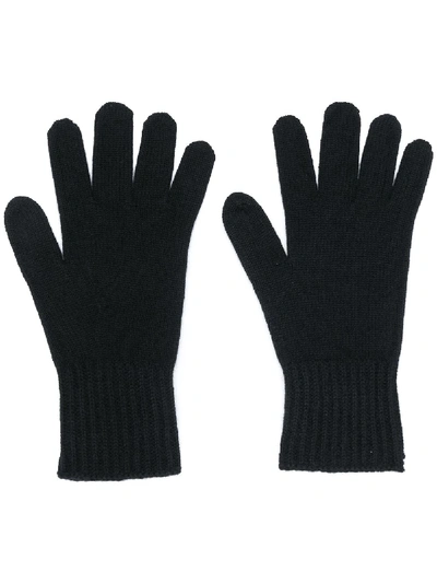 Shop Agnona Cashmere Knitted Gloves In Black