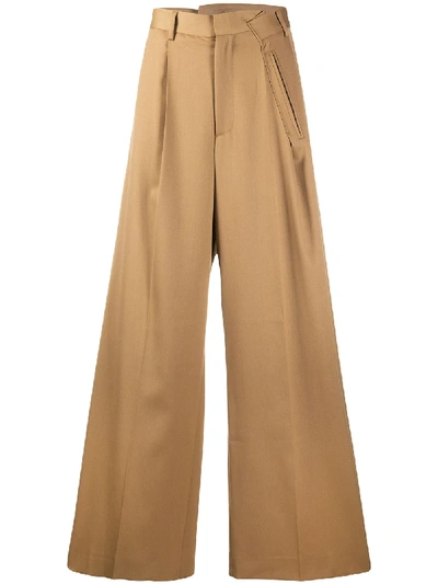 Shop Mm6 Maison Margiela Fold-detail Tailored Trousers In Neutrals