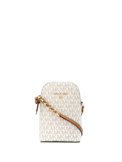 Shop Michael Michael Kors Small Logo-print Crossbody Bag In White
