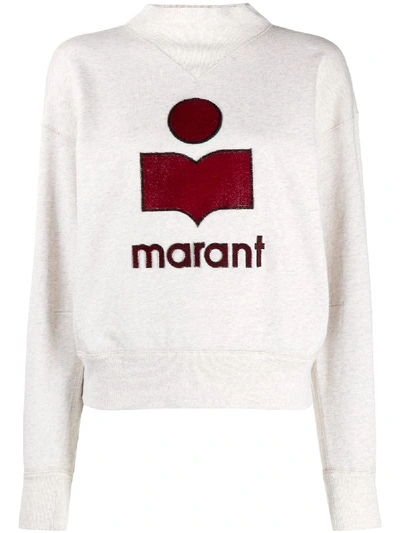 Shop Isabel Marant Étoile Mock-neck Logo Sweatshirt In Neutrals
