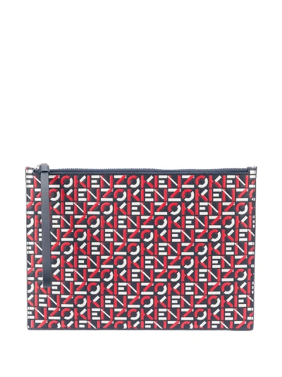 Shop Kenzo Logo-print Clutch Bag In Red