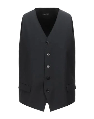 Shop Patrizia Pepe Man Vest Black Size 40 Polyester, Virgin Wool, Elastane