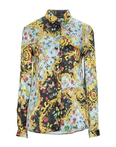 Shop Versace Jeans Couture Floral Shirts & Blouses In Sky Blue