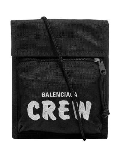 Shop Balenciaga Crew Crossbody Bag In Black & White