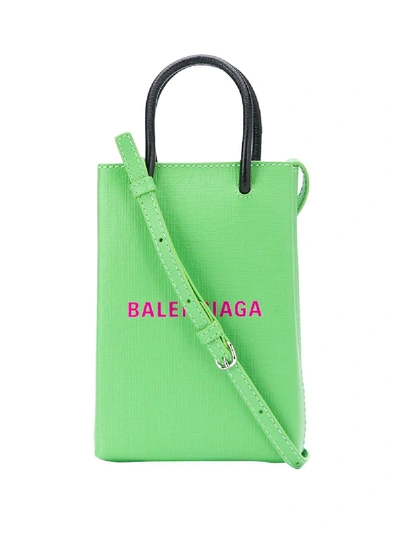 Shop Balenciaga Phone Crossbody Handbag Light Green & Fuchsia