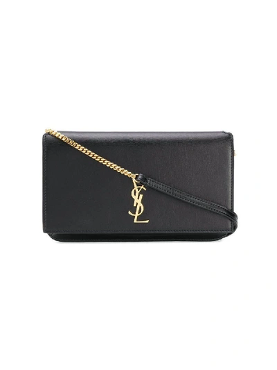 Shop Saint Laurent Ysl Monogram Phone Holder Bag Black