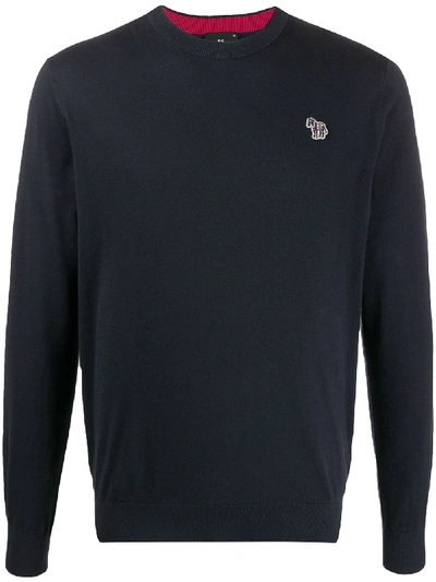 Shop Ps By Paul Smith Logo Embroidered Jumper In Blue