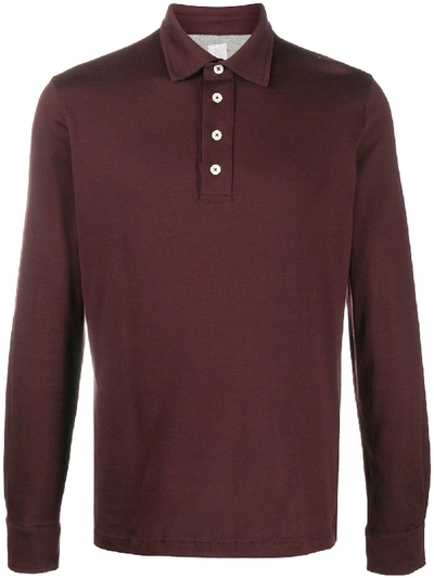 Shop Eleventy Long-sleeved Polo Top In Red