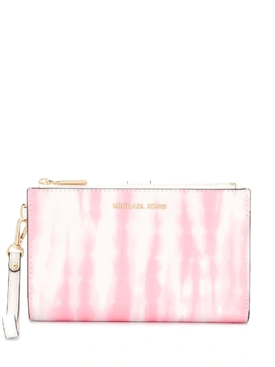 Shop Michael Michael Kors Jet Set Tie-dye Wallet In White