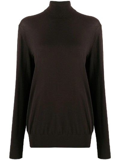 Shop Dolce & Gabbana Roll Neck Semi-sheer Sweater In Brown