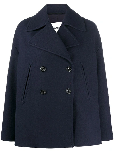 Shop Dondup Notch Lapel Peacoat In Blue