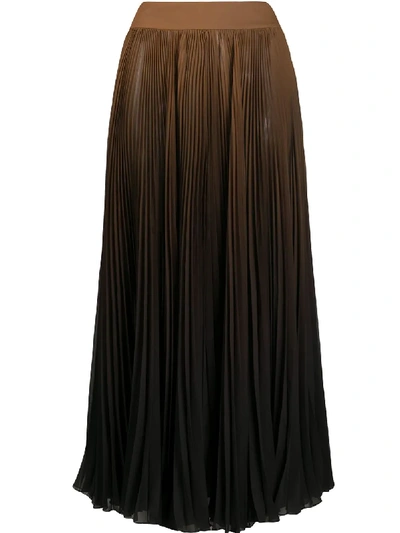 Shop Dolce & Gabbana Ombré Pleated Midi Skirt In Brown