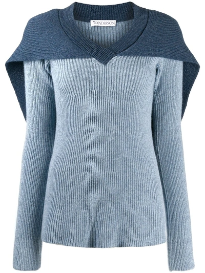 Shop Jw Anderson Cape Knitted Jumper In Blue