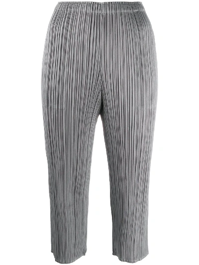 Shop Issey Miyake Cropped Pleated Trousers In Grey