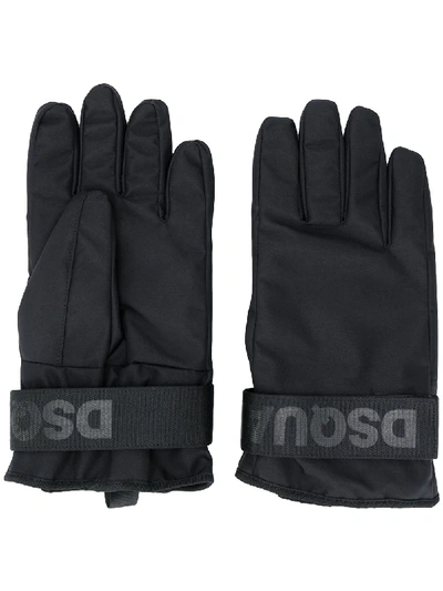 Shop Dsquared2 Logo Strap Ski Gloves In Black