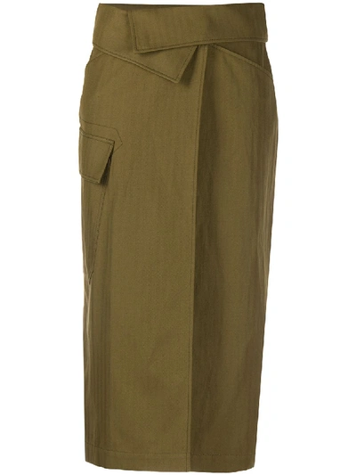 Shop Kenzo Wrap Waist Skirt In Green