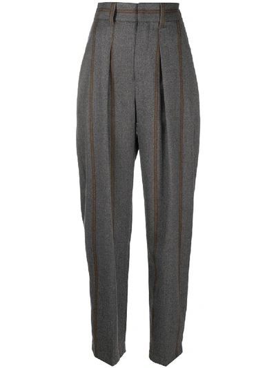 Shop Brunello Cucinelli Striped Tapered Trousers In Grey