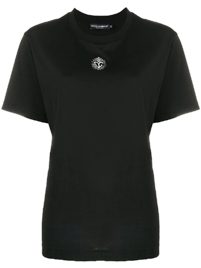 Shop Dolce & Gabbana Embroidered Logo T-shirt In Black