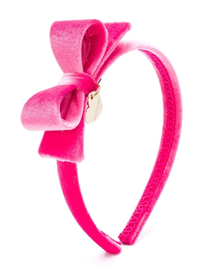 Shop Monnalisa Bow And Heart Charm Head Band In Pink