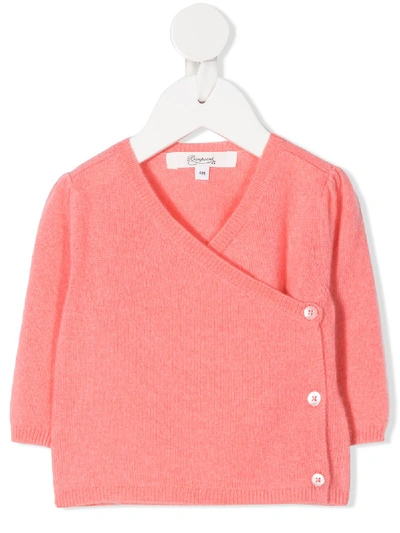 Shop Bonpoint Button Detail Cashmere Wrap Knit Top In Pink