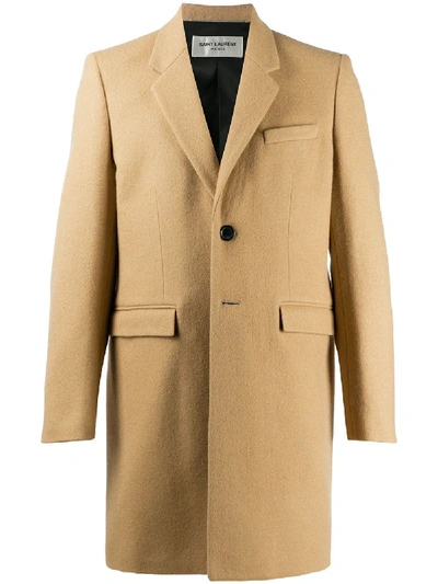 Shop Saint Laurent Tailored Single-breasted Coat In Neutrals