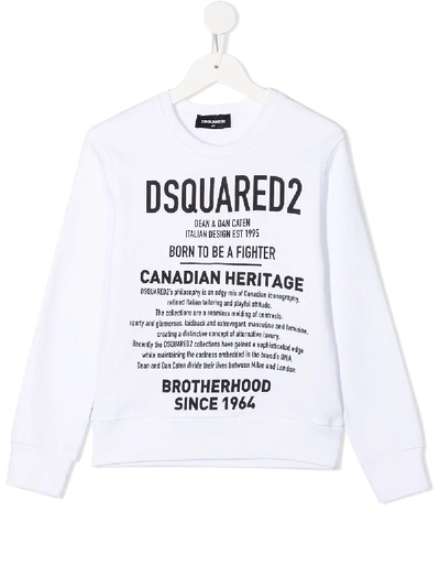 Shop Dsquared2 Logo-print Crew-neck Sweatshirt In White