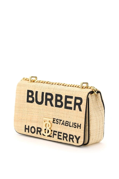 Shop Burberry Lola Quilted Raffia Bag Tb Monogram In Beige,black